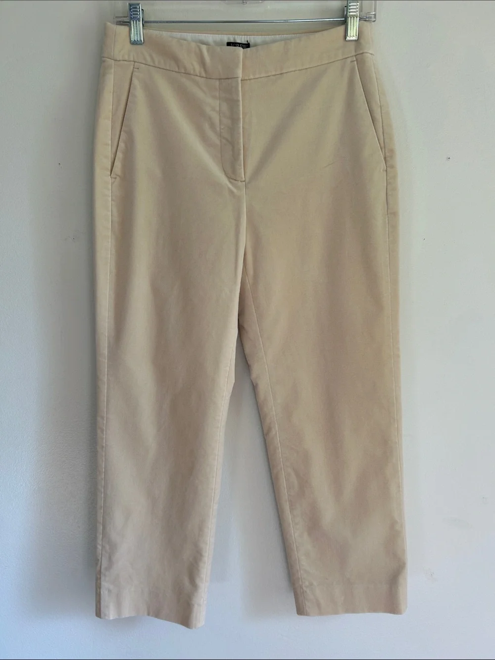 J. Crew Kate Velvet Straight-Leg Pants Butter Yellow Size 4P New Without Tags